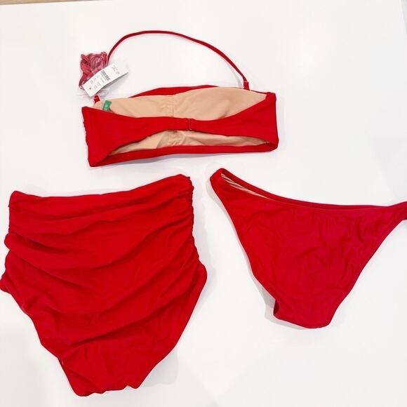 NWT J. Crew Bikini Top, Ruched High Waist, 1989 Bottom Sz Small Swimsuit New 3pc - Picture 2 of 11